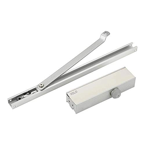 Volo Automatic Hydraulic Double Speed Aluminium Concealed Pelmet Arm Door Closer Premium Heavy Duty for Residential/Commercial Purpose with Fitting Set (Silver). Weight Capacity: 30kg- 80kg