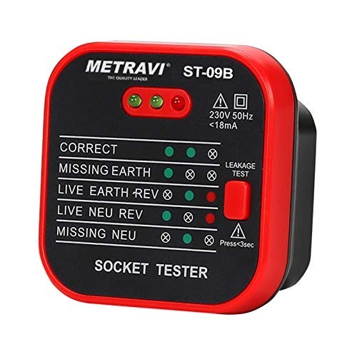 Metravi ST-09B Leakage Test Socket Polarity Tester 30mA 250V AC