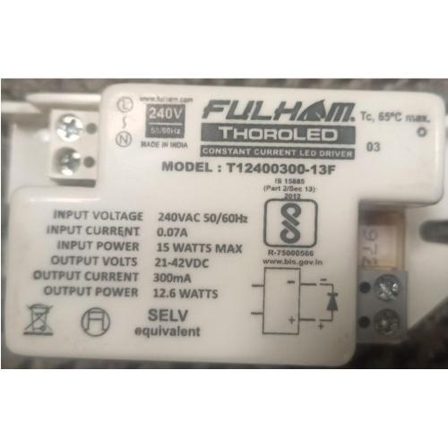 Fulham Constant Current Led Driver 12.6W 300mA 240VAC T12400300-13F