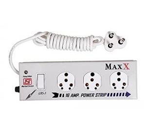 Max Extension Board 16 Amp Socket 3 Switch 1 Metal Body With LED Indicator 3 Mtr Cord Length