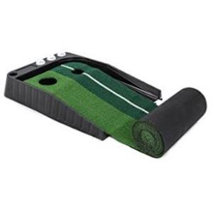 Abco Tech Indoor Golf Putting Portable Mat with Auto Ball Function Mini Training Aid, Game, Bonus Balls (Green)