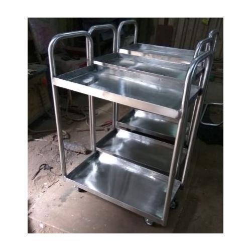 Double Tray Trolley ( Heavy Duty , Material Handling) Size-( W x Lx H ) 2x3x3 ft and 2 Inch Tray Depth,Four Wheel Base.