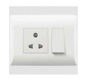 Havells Combined Box 16A (1 Switch  & Socket 16 AMP, 3 M module box &  3 M Plate)