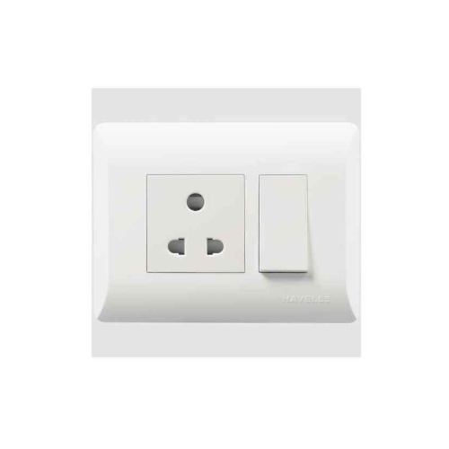 Havells Combined Box 16A (1 Switch  & Socket 16 AMP, 3 M module box &  3 M Plate)