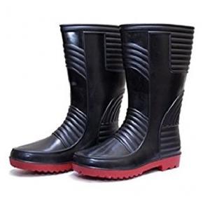 Hillson Welsafe Black And Red Gumboots Without Lining, Size: 10, Length: 12 Inch