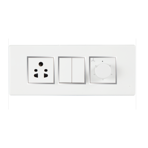 Havells Fabio Best Quality Combined Box (16A Switch- 3 pcs, 16A Socket-1 Pc, 1 Blank Plate,6M Box & 6M Plate)