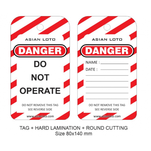 Asian Loto Double Colour Printing Do not Operate Lockout Tag, Size- 80x140mm