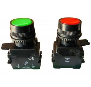 L&T LED Indicator Esbee Push Button Green 240V With Modular Block Contact