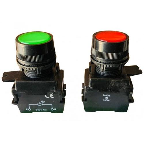 L&T LED Indicator Esbee Push Button Green 240V With Modular Block Contact