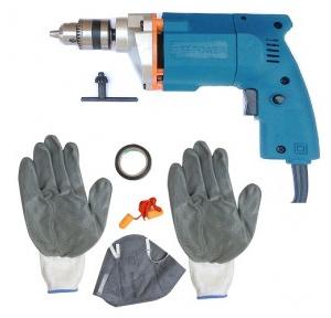 Dee Power Electric Drill With Safety Product Kit As Gloves + Tape + Mask + Ear Plug, 300 W, 2600 rpm