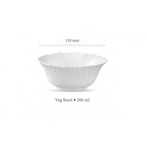 Laopala Vegetable Bowl Diva Classique Collection Plain White 110cm  Glass 200ml