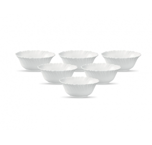 Laopala Plain White Classique Collection Solid Opalware Desert Bowls, 200ml