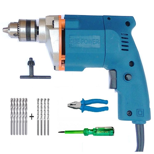 Dee Power Electric Drill machine With Plier + Line Tester + 6 HSS Bit + 4 Masonary Bit, 300 W, 2600 rpm