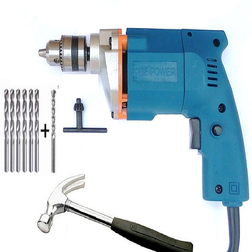 Dee Power Electric Drill Machine With 6 HSS Bits, 1 Masonry Drill Bit And 1 Hammer, 300 W, 2600 rpm