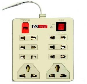 Bizinto 8 Socket White Extension Board With Indicator