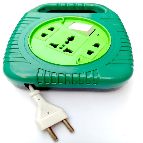 Bizinto 3 Socket Green Round Flexible Extension Board With Long Wire