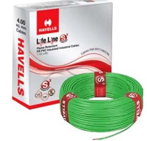 Havells 2.5 Sqmm 1 Core Life Line S3 FR PVC Insulated Industrial Cable Green, 1 mtr