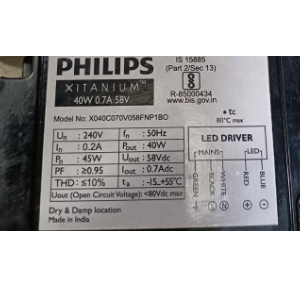 Philips LED Driver Xitanium 40W, 0.7A, 240V, X040C070V058FNP1BO
