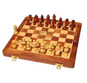 Palm Royal Handicrafts Premium Quality Best Folding Handmade Wooden Chess Board Set with Magnetic Pieces with Extra Queen | 12x12 inch