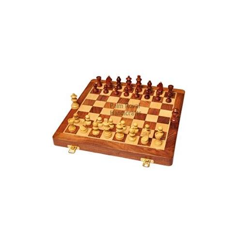 Palm Royal Handicrafts Premium Quality Best Folding Handmade Wooden Chess Board Set with Magnetic Pieces with Extra Queen | 12x12 inch