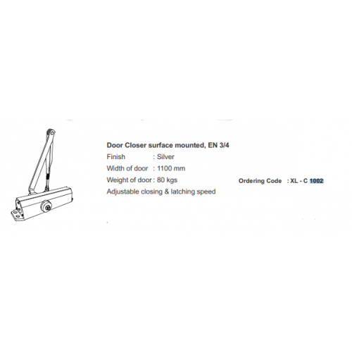 Dorma Door Closer surface mounted, EN 3/4 (XL-C-1002)