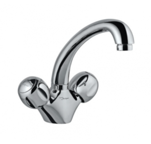 Jaquar Sink Mixer With Swinging Spout, (Table Mounted Model) With 450mm Long Braided Hoses, CQT-23309B