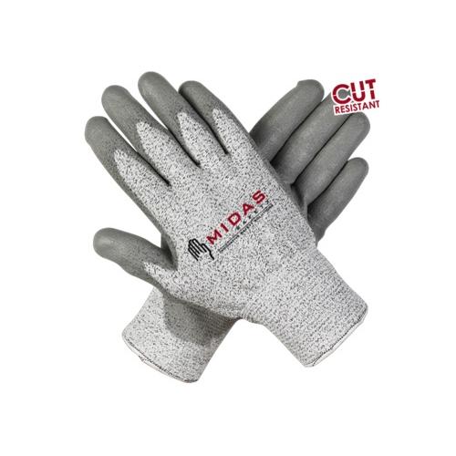Midas White PU Coated Safety Gloves, Large ( Pack of 12 Pair )