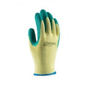 Midas Splendor Grip Yellow And Green Coated Safety Gloves, Large (Pack of 12 Pair)