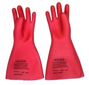 Kavach Red Electrical Gloves, 33 KV, Length: 380 mm