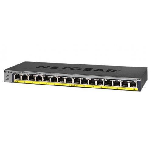 Netgear GS116LP 16-Port PoE/PoE+ Gigabit Ethernet Unmanaged Switch