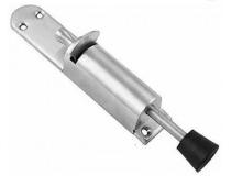 Door Stopper Stainless Steel Round Door Mounted Foot Operated (Silver)