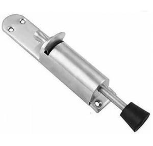 Door Stopper Stainless Steel Round Door Mounted Foot Operated (Silver)