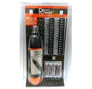 Planet Power PCD6 Orange Cordless 6V DC Screw Drivers with 30 bits