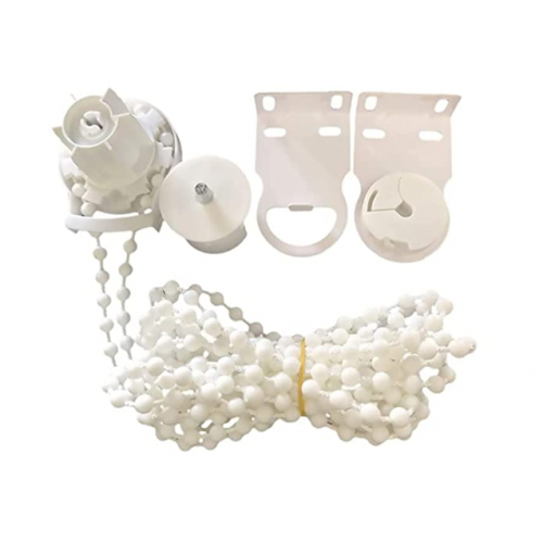 Window Roller Blinds Mechanism & Chain With Lock Set Standard Size White Color